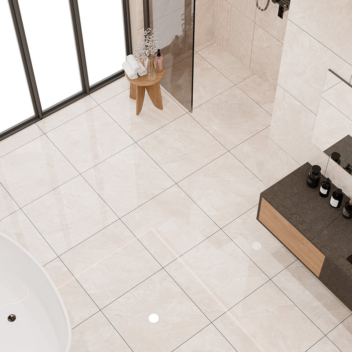 Amoche Creme Polished 60 x 60 Rectified Porcelain Tile - 1.44sqm Perbox