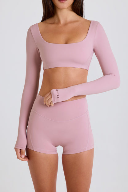 High-Waist Mini Shorts in Mauve
