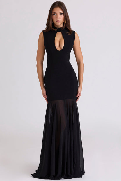 black keyhole maxi dress