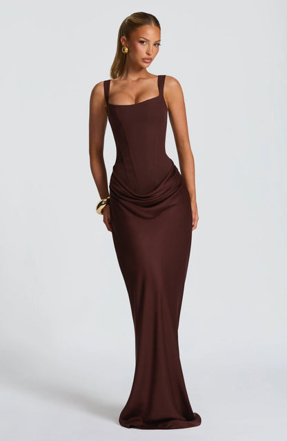 Cornelia Maxi Dress - Plum Brown