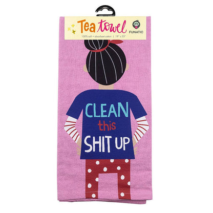 Clean This Shit Up Tea Towel - Closeout | Funatic - Wichita Home Outlet