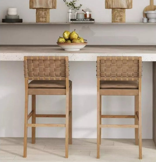 Cohen Faux Leather Barstool - Brown (Set of 2) - Wichita Home Outlet