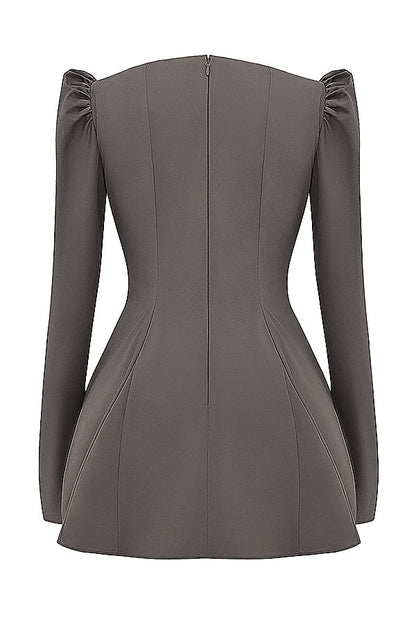 mocha long sleeve mini dress