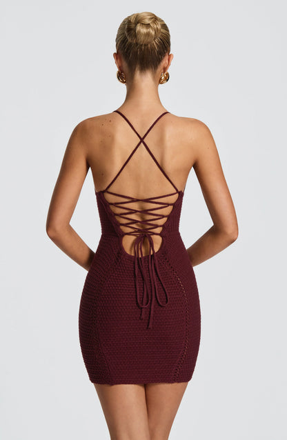 Xanthe Mini Dress - Cherry Lacquer