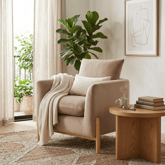 Elroy Accent Chair with Wooden Legs - Brown Velvet - Wichita Home Outlet
