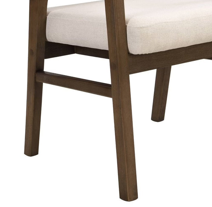 Emery Rubberwood Upholstered Dining Chairs - Walnut/Beige (Set of 2) - Wichita Home Outlet