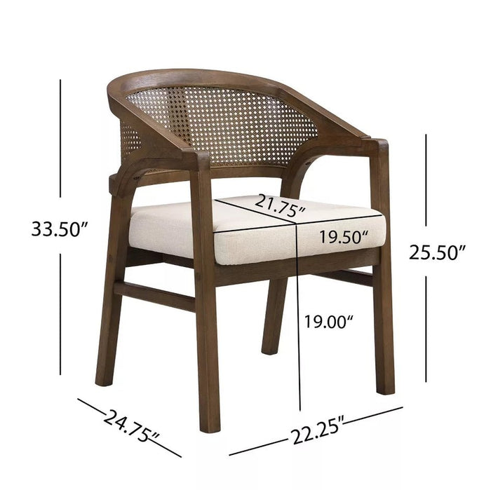 Emery Rubberwood Upholstered Dining Chairs - Walnut/Beige (Set of 2) - Wichita Home Outlet