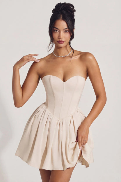 Corset Tulle Mini Dress in Ivory