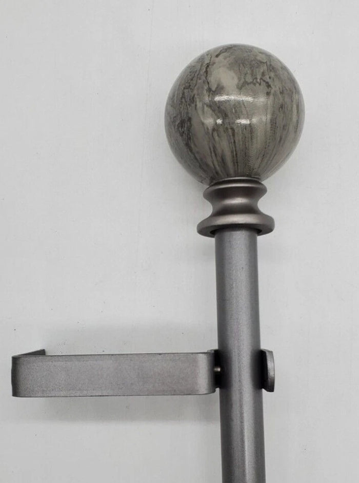 Faux Marble Ball 5/8" Adjustable Curtain Rod - Pewter - Wichita Home Outlet