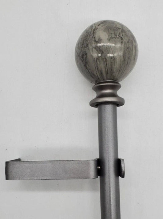 Faux Marble Ball 5/8" Adjustable Curtain Rod - Pewter - Wichita Home Outlet