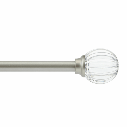 Fluted Ball Adjustable 5/8" Curtain Rod - Silver - 2 Sizes - Wichita Home Outlet