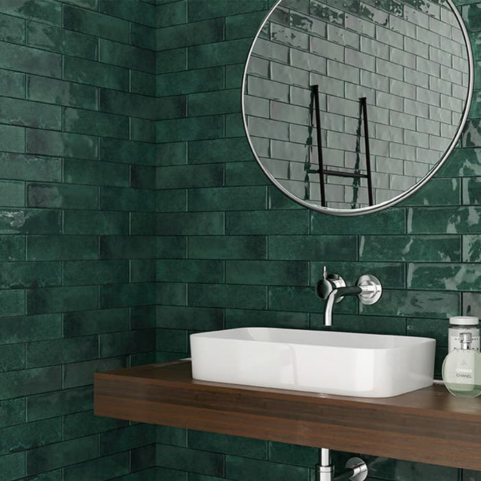 Harlequin Green 7 x 28cm Brick Wall Tile - 0.59sqm perbox