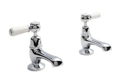 Hudson Reed Topaz with Lever Basin Pillar Taps & Domed Collar - White BC301DL