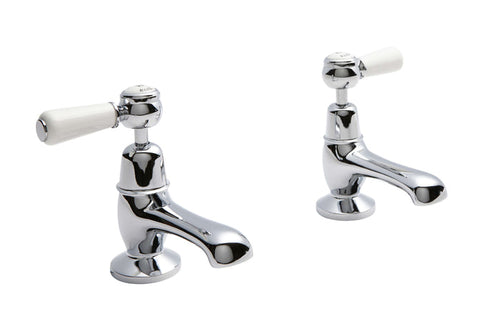 Hudson Reed Topaz with Lever Basin Pillar Taps & Domed Collar - White BC301DL