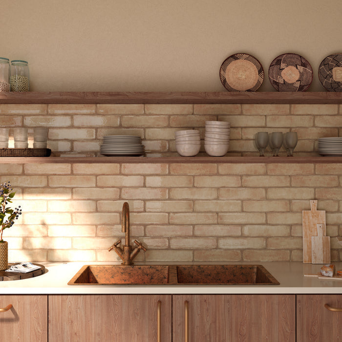 Iris Beige Cream 7.5 x 30cm Gloss White Body Wall Tile - 0.59sqm perbox