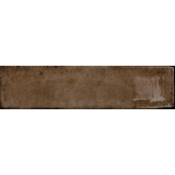 Iris Marron Brown 7.5 x 30cm Gloss White Body Wall Tile - 0.59sqm perbox