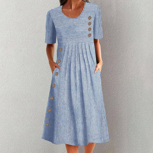 Jean - Striped Button Dress