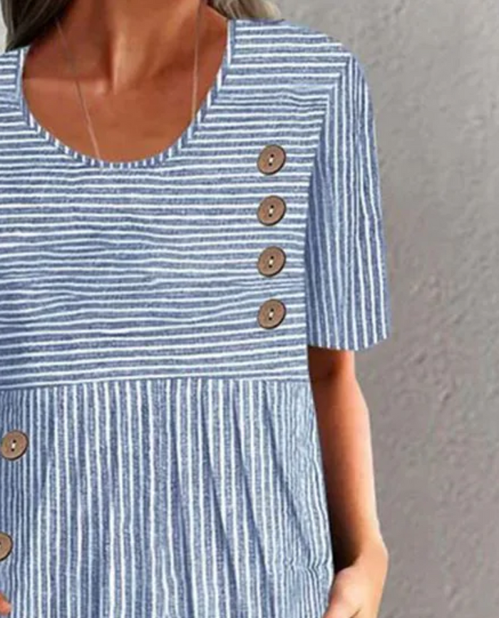 Jean - Striped Button Dress