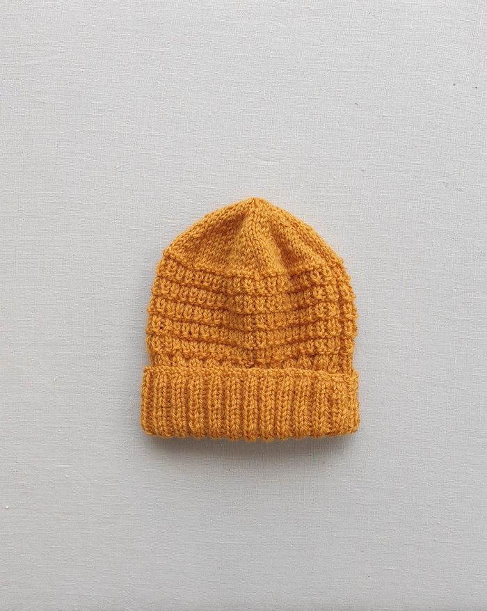 Knitted by Nana Merino Cuff Beanie Curry