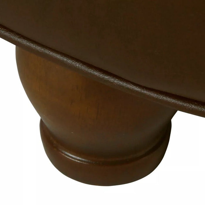 Large Tufted Round Storage Ottoman Faux Leather - Brown - Wichita Home Outlet