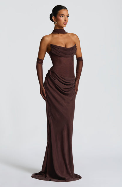 Liora Maxi Dress - Plum Brown