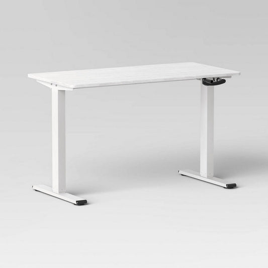 Loring Manual Height Adjustable Standing Desk - White - Wichita Home Outlet