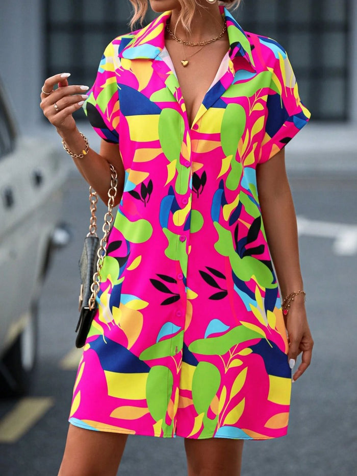 Maya - Printed Button Down Dress