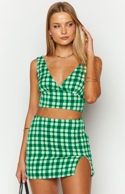 Miranda Green Check Mini Skirt