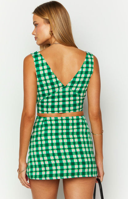 Miranda Green Check Mini Skirt