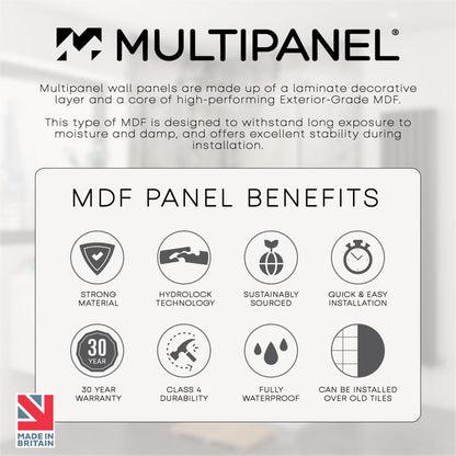 Multipanel Classic Collection Riven Slate 598mm Shower Panel