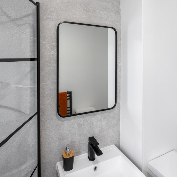 Noir 700mm x 500mm Plain Black Frame Mirror