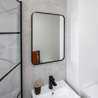 Noir 700mm x 500mm Plain Black Frame Mirror