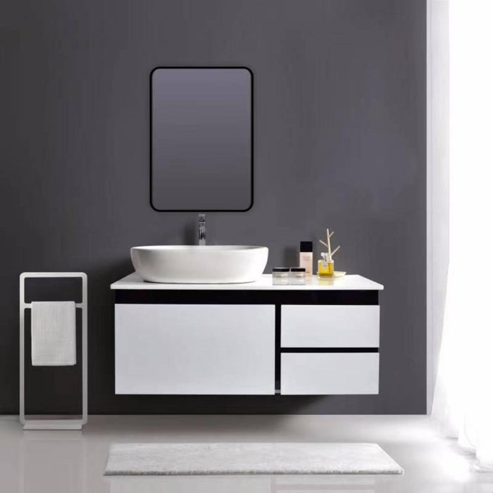 Noir 700mm x 500mm Plain Black Frame Mirror
