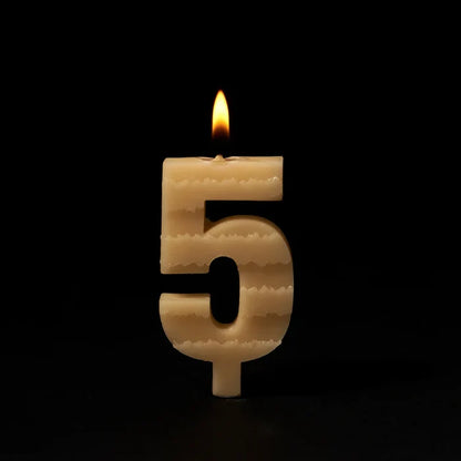 Queen B Number 5 Beeswax Birthday Candle