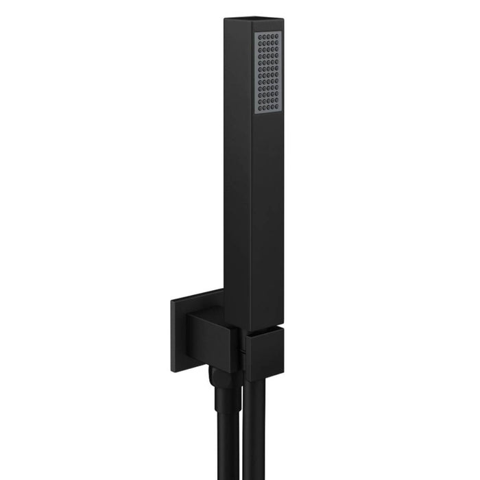 Square Shower Outlet, Hose and Head - Black