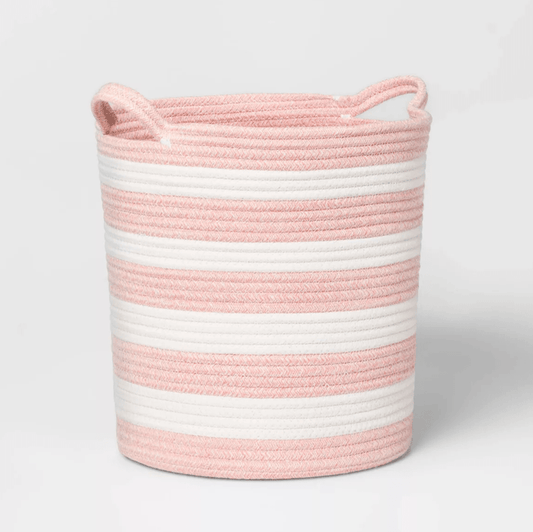 Striped Coiled Kids' Rope Basket - Wichita Home Outlet