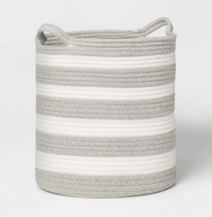 Striped Coiled Kids' Rope Basket - Wichita Home Outlet