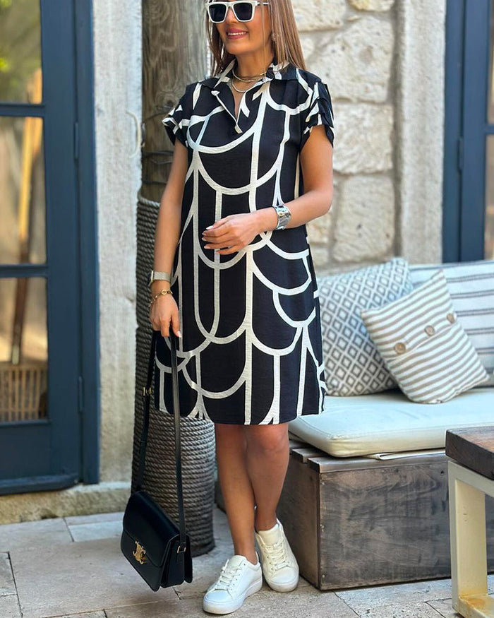 Tamsin - Geometric Print Polo Dress