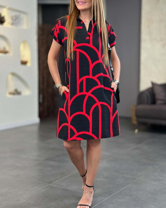 Tamsin - Geometric Print Polo Dress
