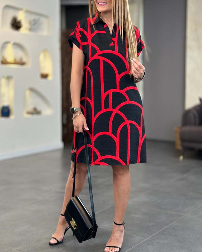 Tamsin - Geometric Print Polo Dress