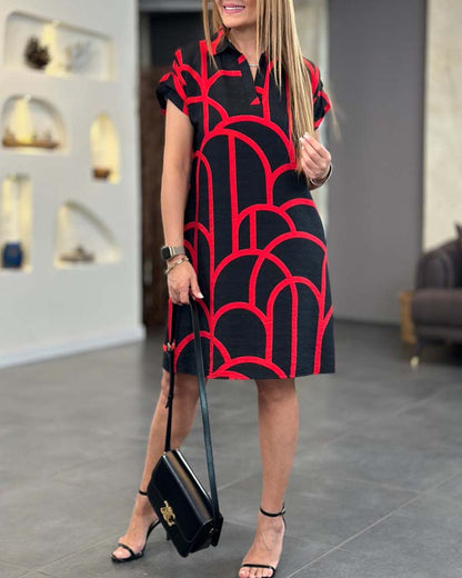 Tamsin - Geometric Print Polo Dress