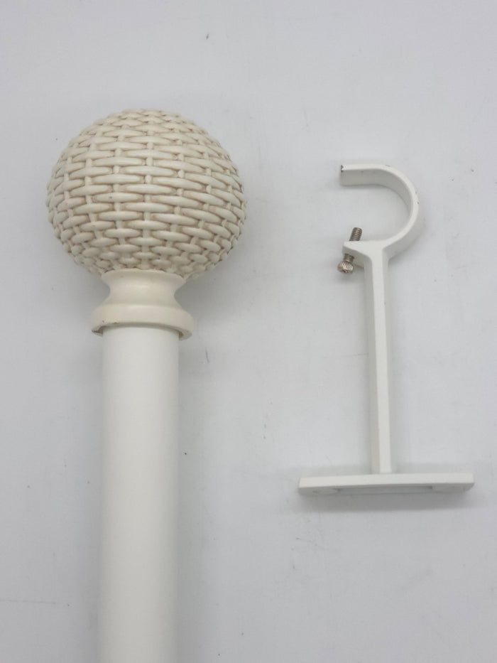 Woven Ball 1" Adjustable Curtain Rod - White - 36" - 72" - Wichita Home Outlet